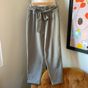 Olive Paperbag Pants Mid-rise Joggers Casual Linen Pants Summer Beachy